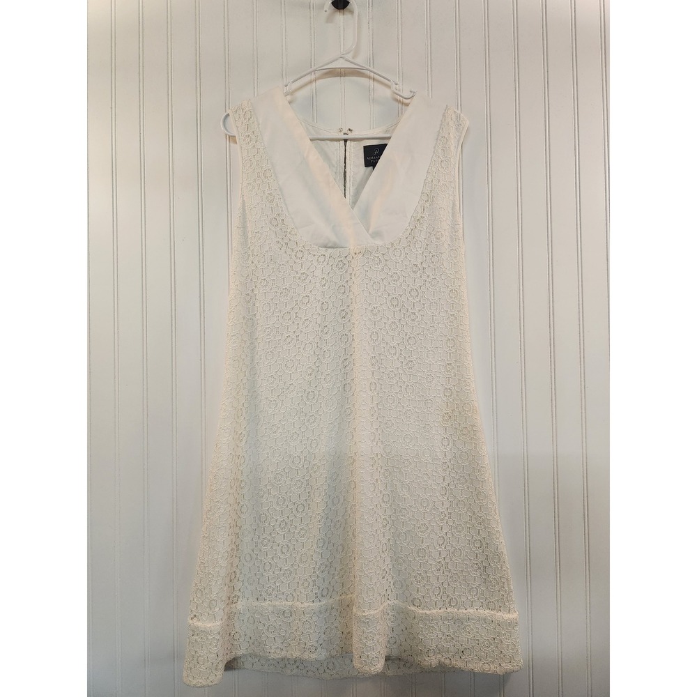 Adrianna Papell Womens Ivory White Floral Lace V-Neck Sleeveless Shift Dress 12